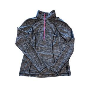 Gray Quarter-Zip Pullover with Pink Accent